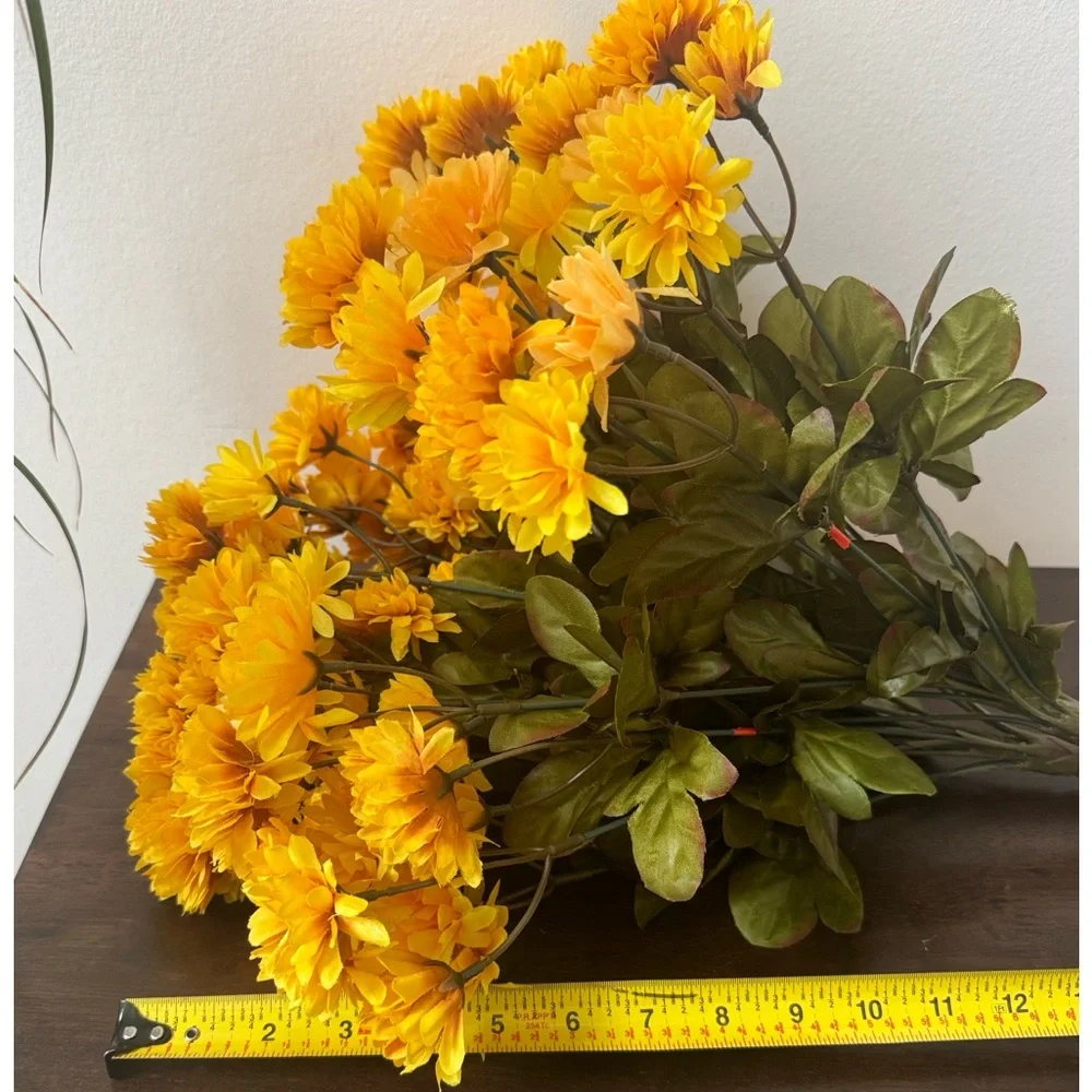 Hobby Lobby Yellow Mini Mum Bush Vibrant Yellow Artificial Flower set of 2